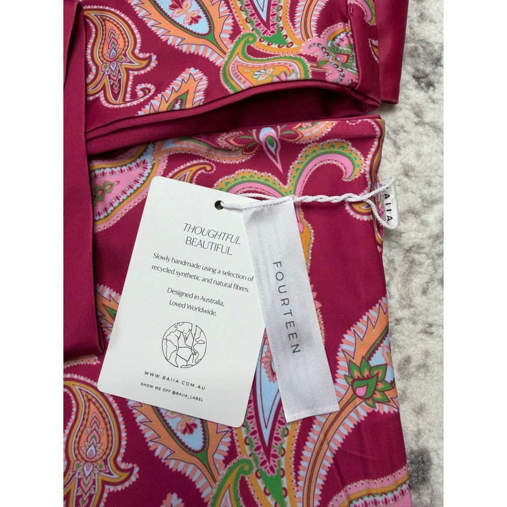 BAIIA Reversible 5-Piece Bikini Magenta Paisley Wrap Women's 14 NEW - Picture 3 of 10